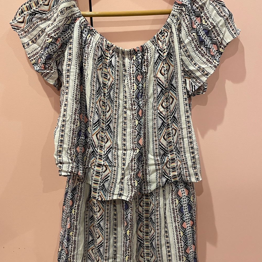 Aqua Off the Shoulder Boho romper
